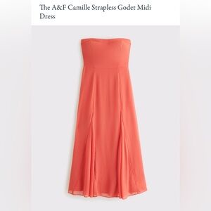 Abercrombie & Fitch Strapless Godet Midi Dress